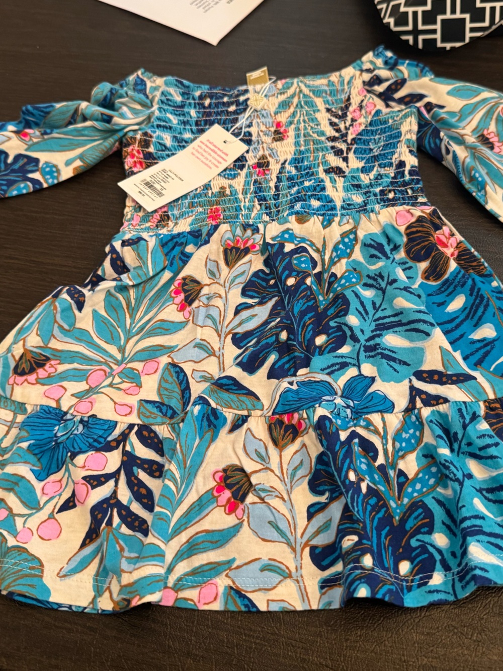 Lilly Pulitzer Blue, Pink, White Floral Smocked Dress